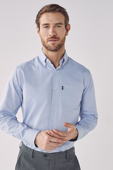 Pale Blue Regular Fit Easy Iron Button Down Oxford Shirt