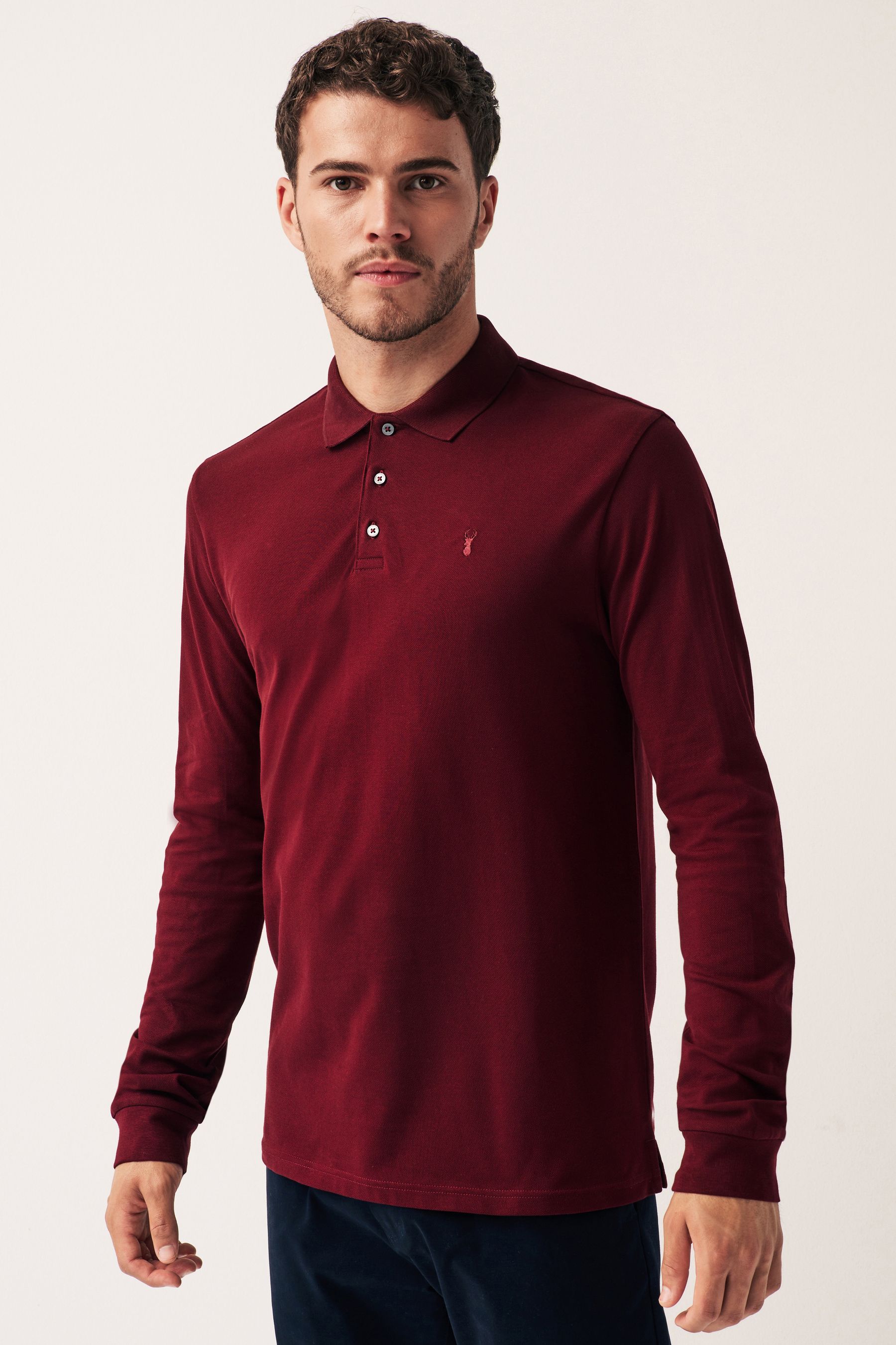 Long sleeve deals polo burgundy