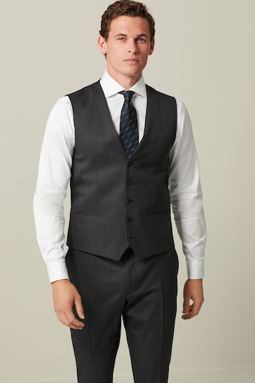 Charcoal Grey Wool Blend Suit Waistcoat