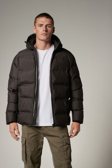 Buy Black Hooded Shower Resistant Puffer Coat from the Next UK online shop