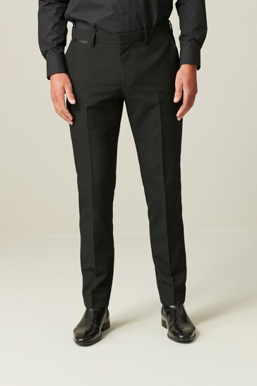 Black Skinny Fit Tuxedo Suit Trousers