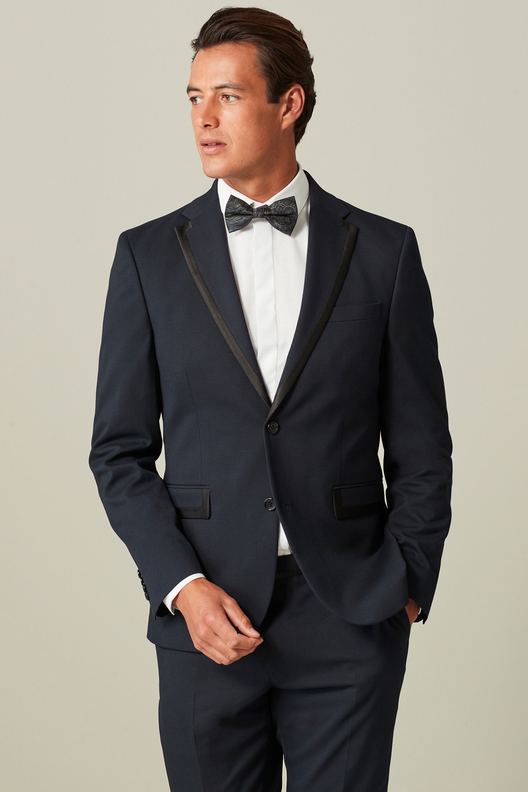 Buy Navy Blue Skinny Fit Tuxedo Suit Jacket from the Next UK