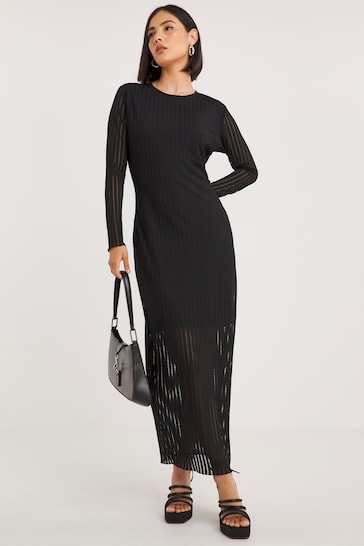 Simply Be Textured Jersey Black Midi Dress