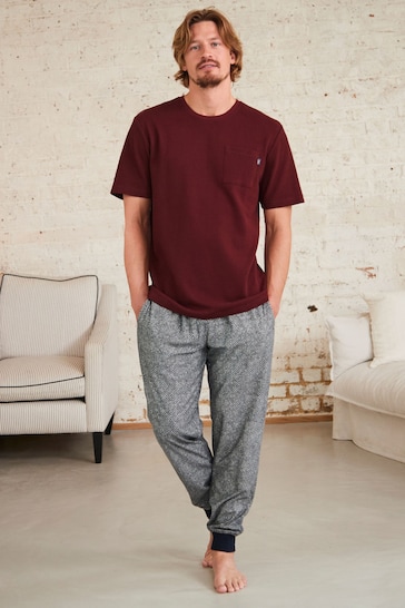 Khaki Green/Neutral Check Motionflex Cosy Cuffed Pyjamas Set