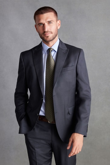 Blue Slim Fit Signature Zignone Italian Fabric Suit Jacket