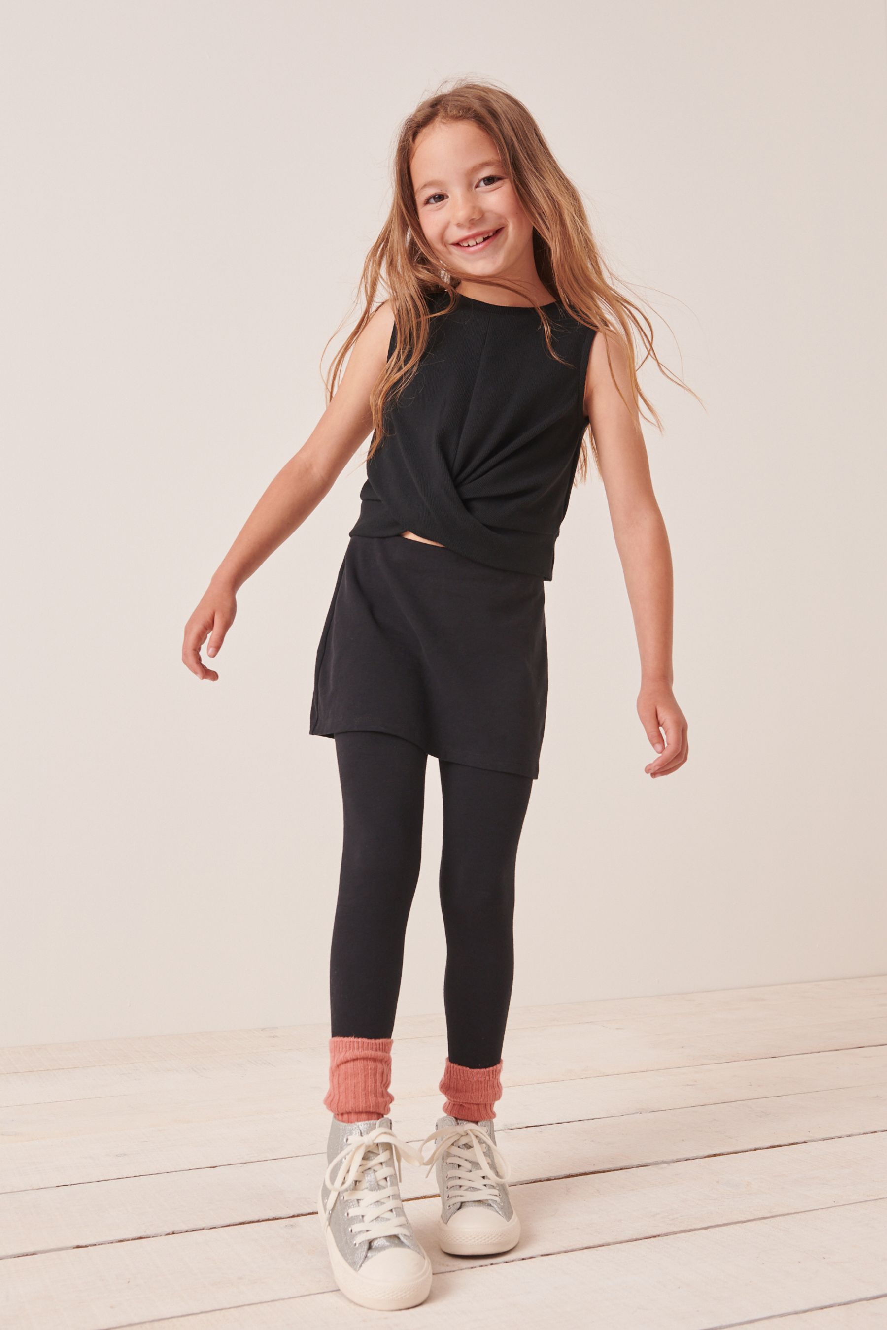 Black 2 in 1 Skirt with Legging Leggings 3 16yrs
