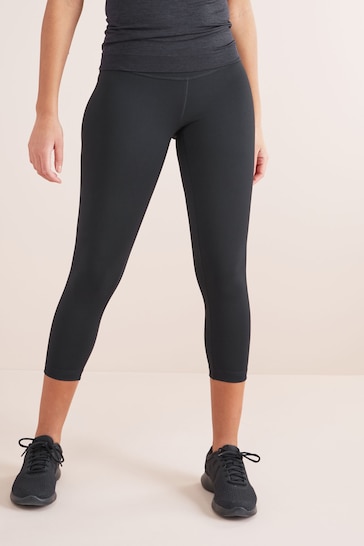Black Next Active Sports Tummy Control High Waisted Mid Length Sculpting Leggings