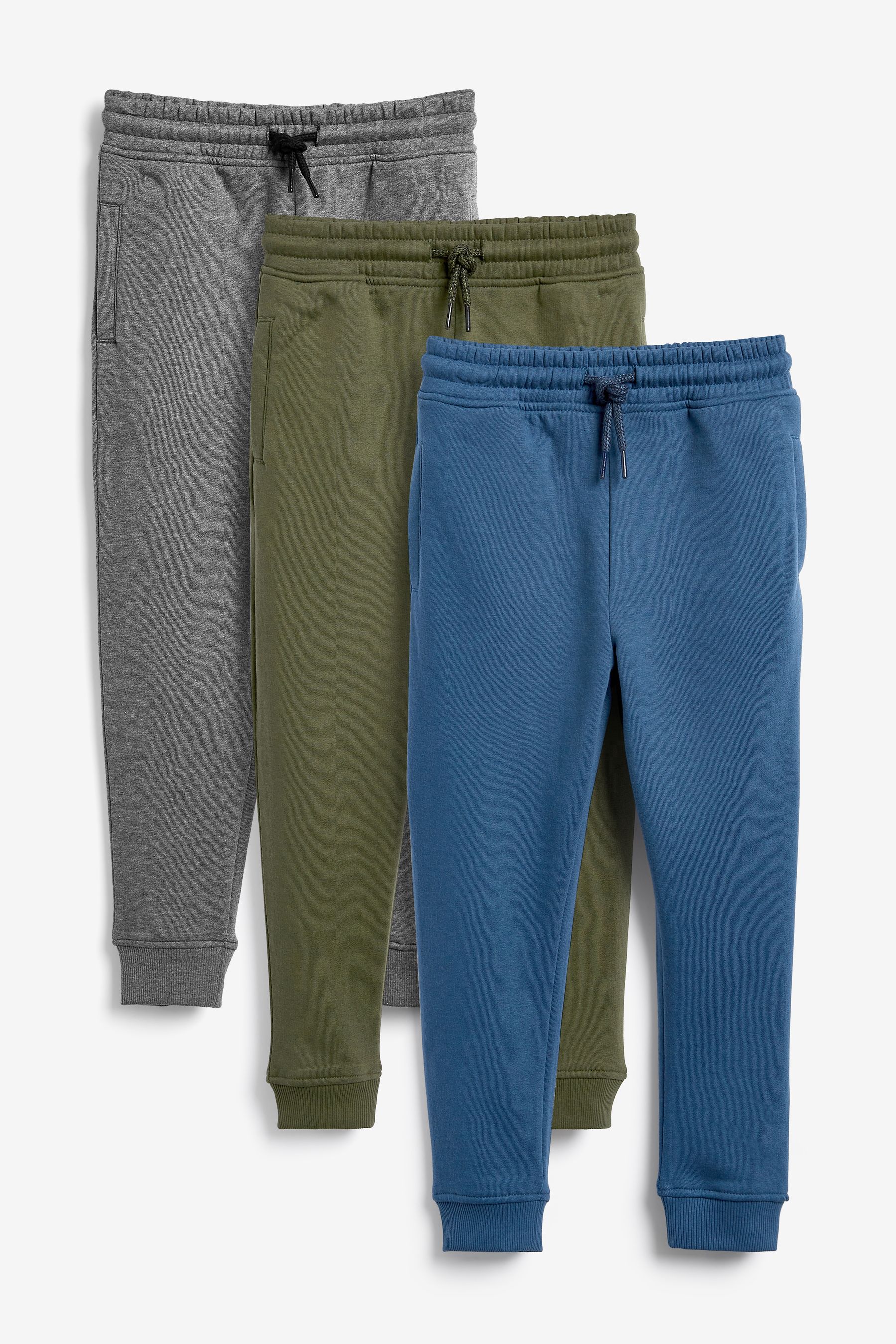 Buy Khaki Green Blue Grey Slim Fit Joggers 3 Pack 3 16yrs from