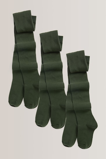 Green 3 Pack Cotton Rich School Tights