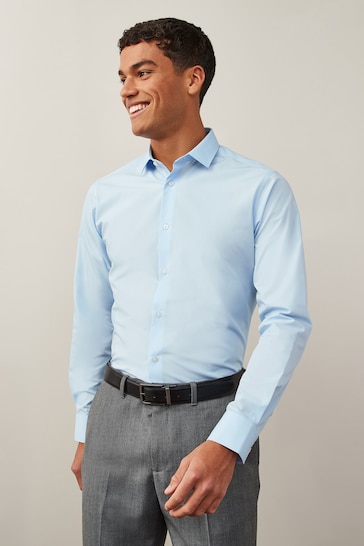 Light Blue Slim Fit Easy Care Single Cuff Shirt
