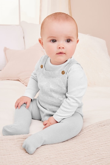Grey Star Knitted Baby Romper, Top & Tights 3 Piece Set (0-18mths)