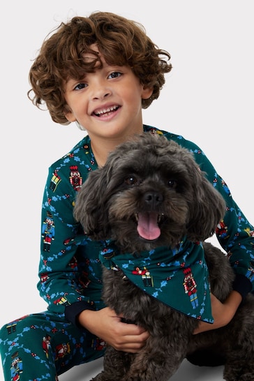 Chelsea Peers Green Kids Recycled Fibre Nutcracker Print Long Pyjama Set