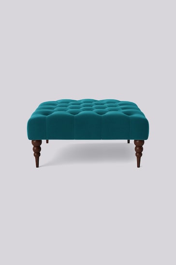 Swoon Easy Velvet Kingfisher Blue Plymouth Square Ottoman