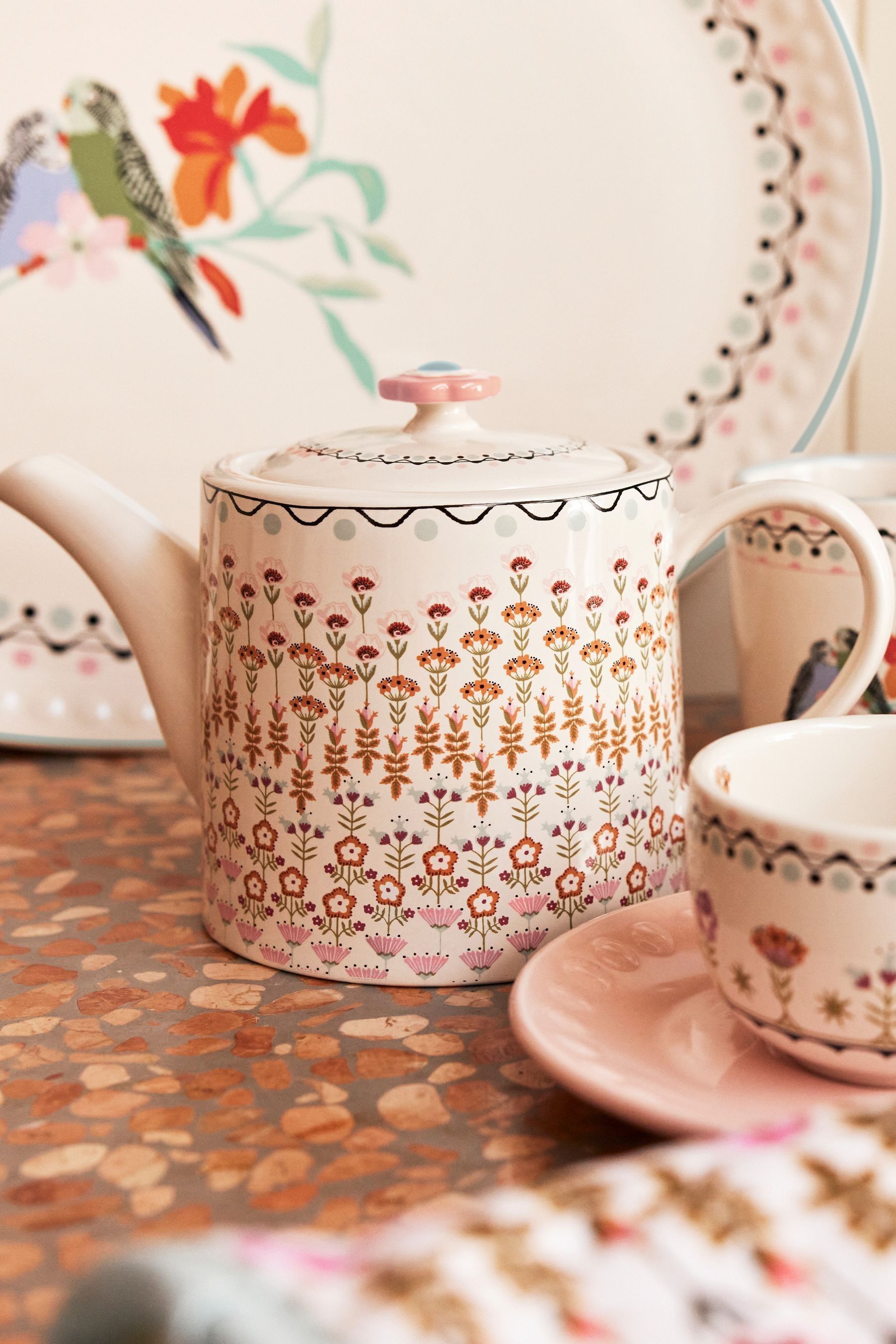 Buy Cath Kidston Cream Painted Table Teapot 1L from the Next UK