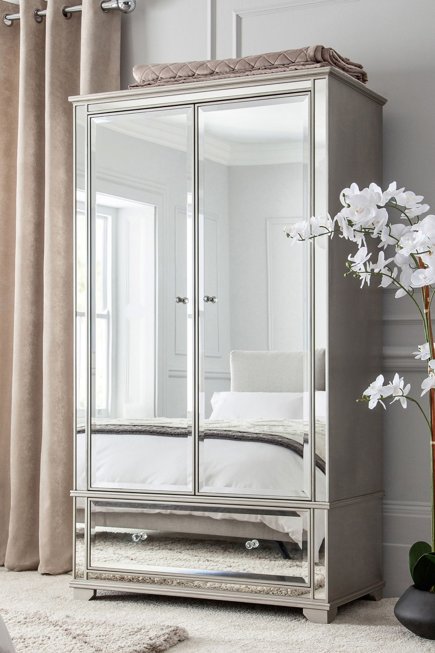Buy Mirror Fleur Double 1 Drawer Wardrobe from the Next UK online