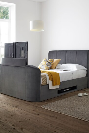 time4sleep Charcoal Grey Copenhagen Upholstered TV Bed