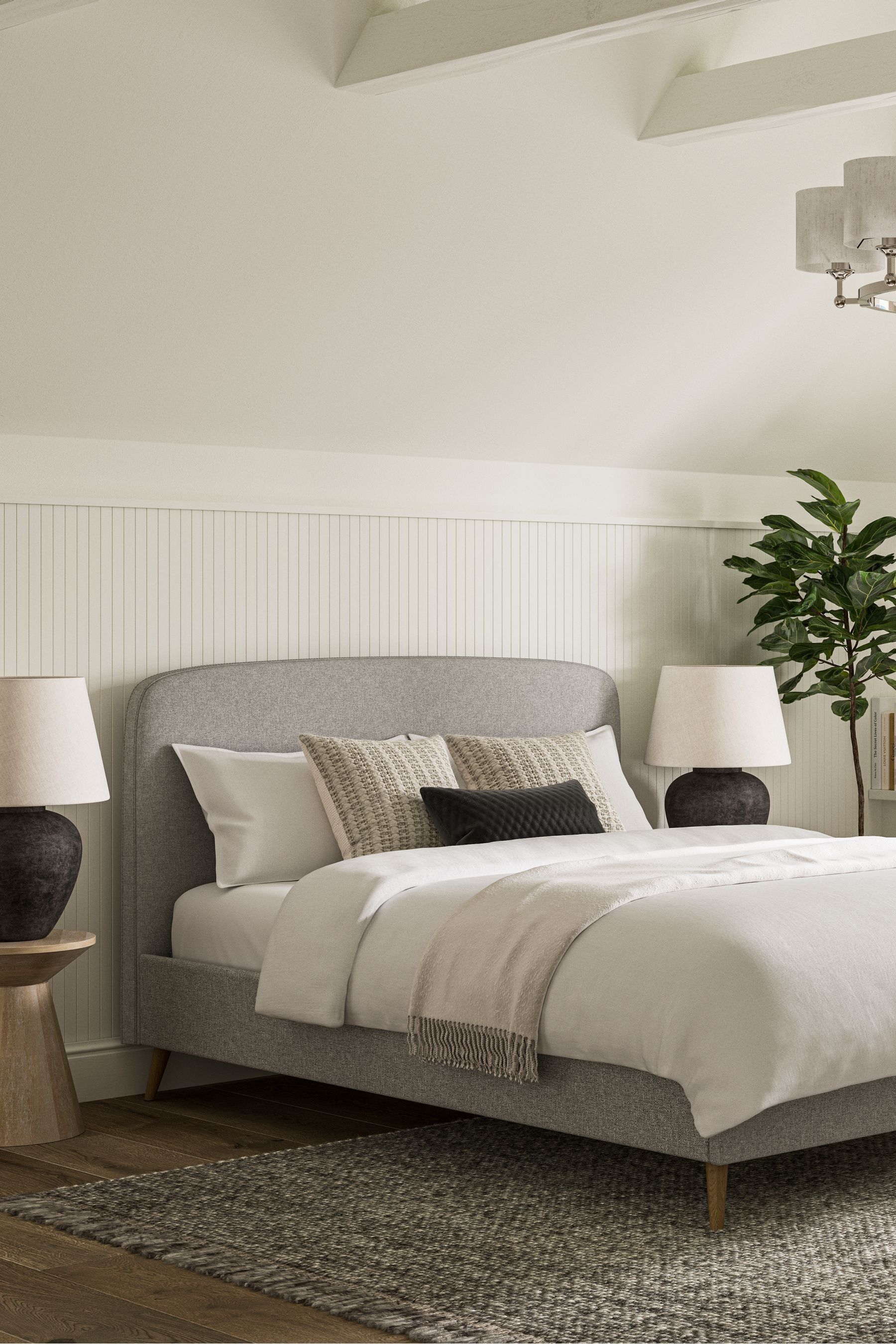 West elm andes deco top upholstered bed frame