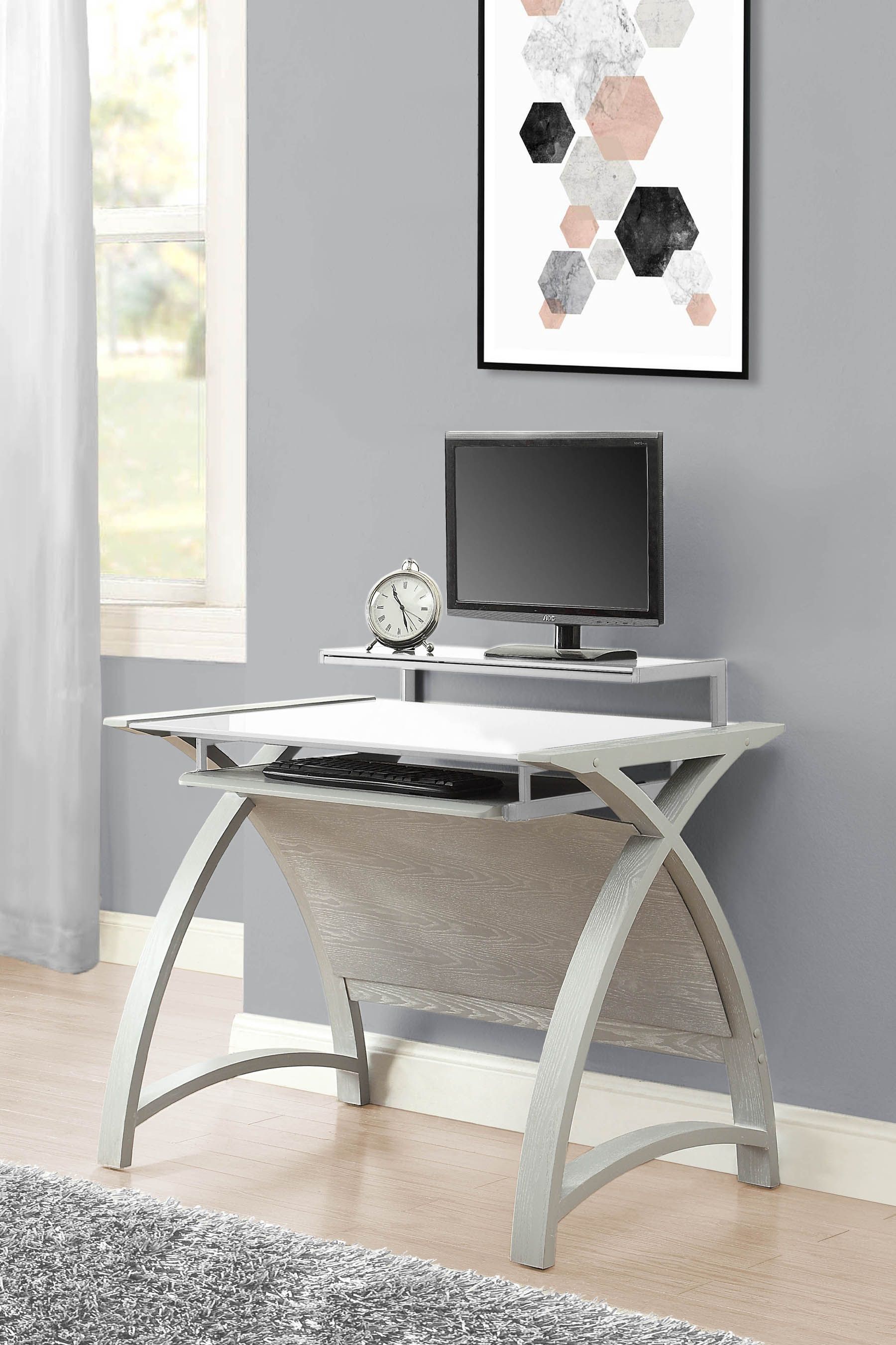 Grey small computer shop desk