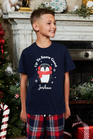 Personalised Christmas Penguin Boys Pyjamas by Dollymix