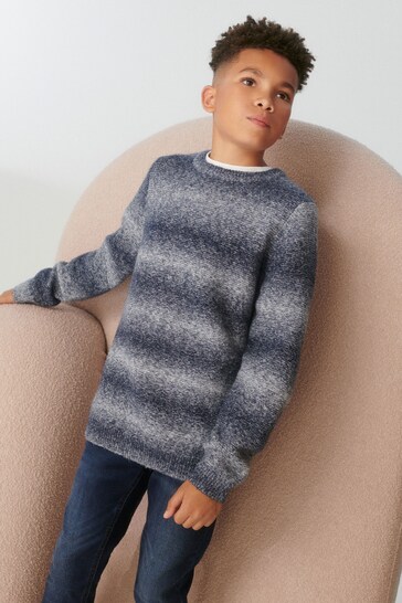 Blue Ombre Knitted Crew Jumper (3-16yrs)
