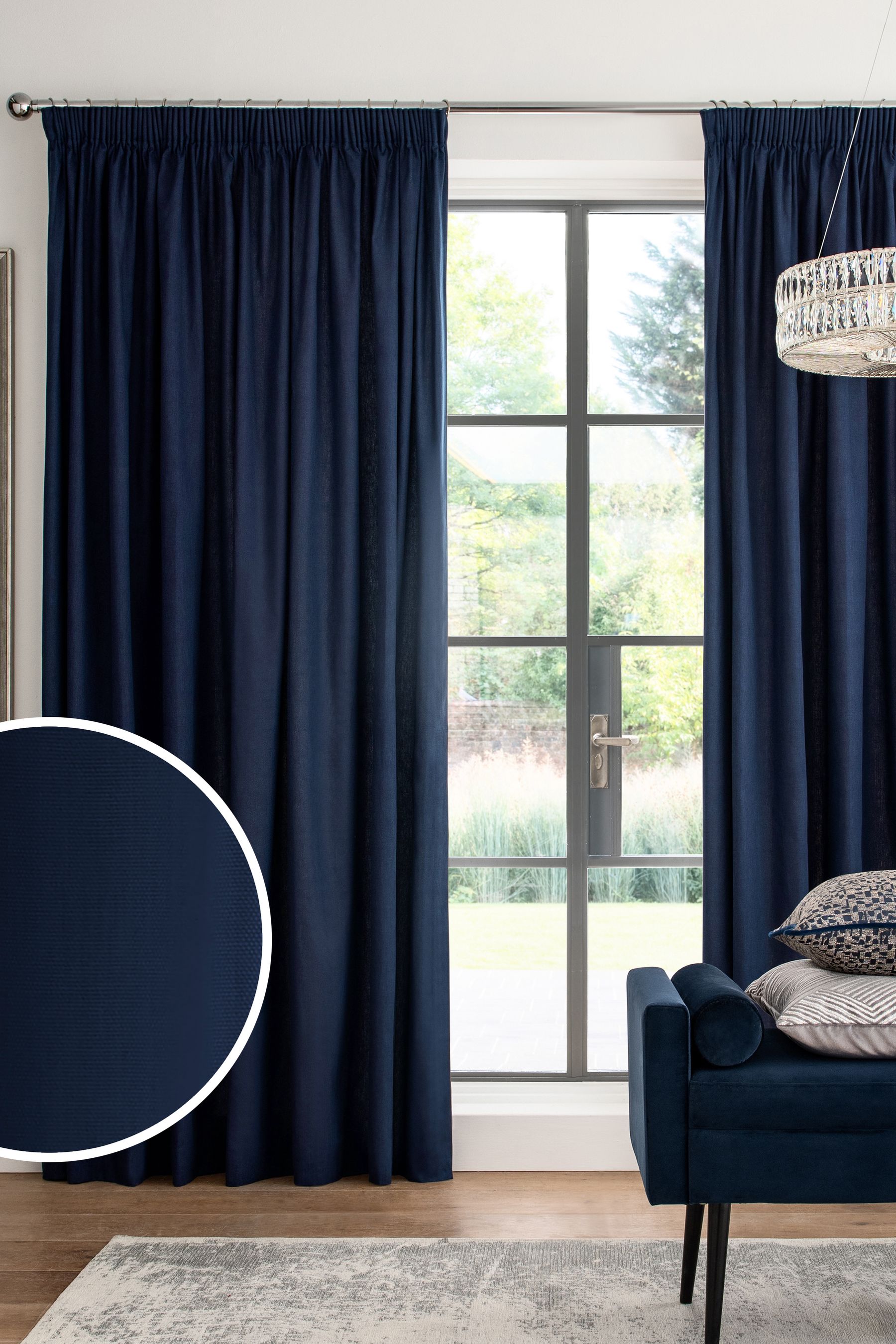 Navy shop blue curtains