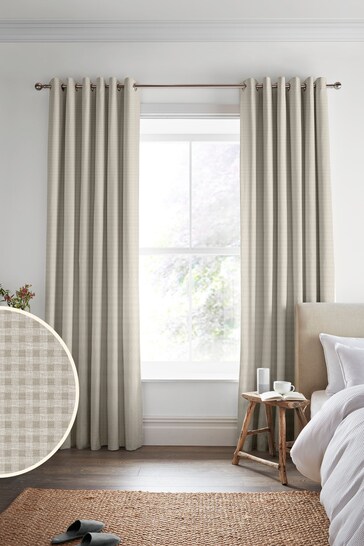Laura Ashley Almond Brown Gingham Made To Measure Curtains