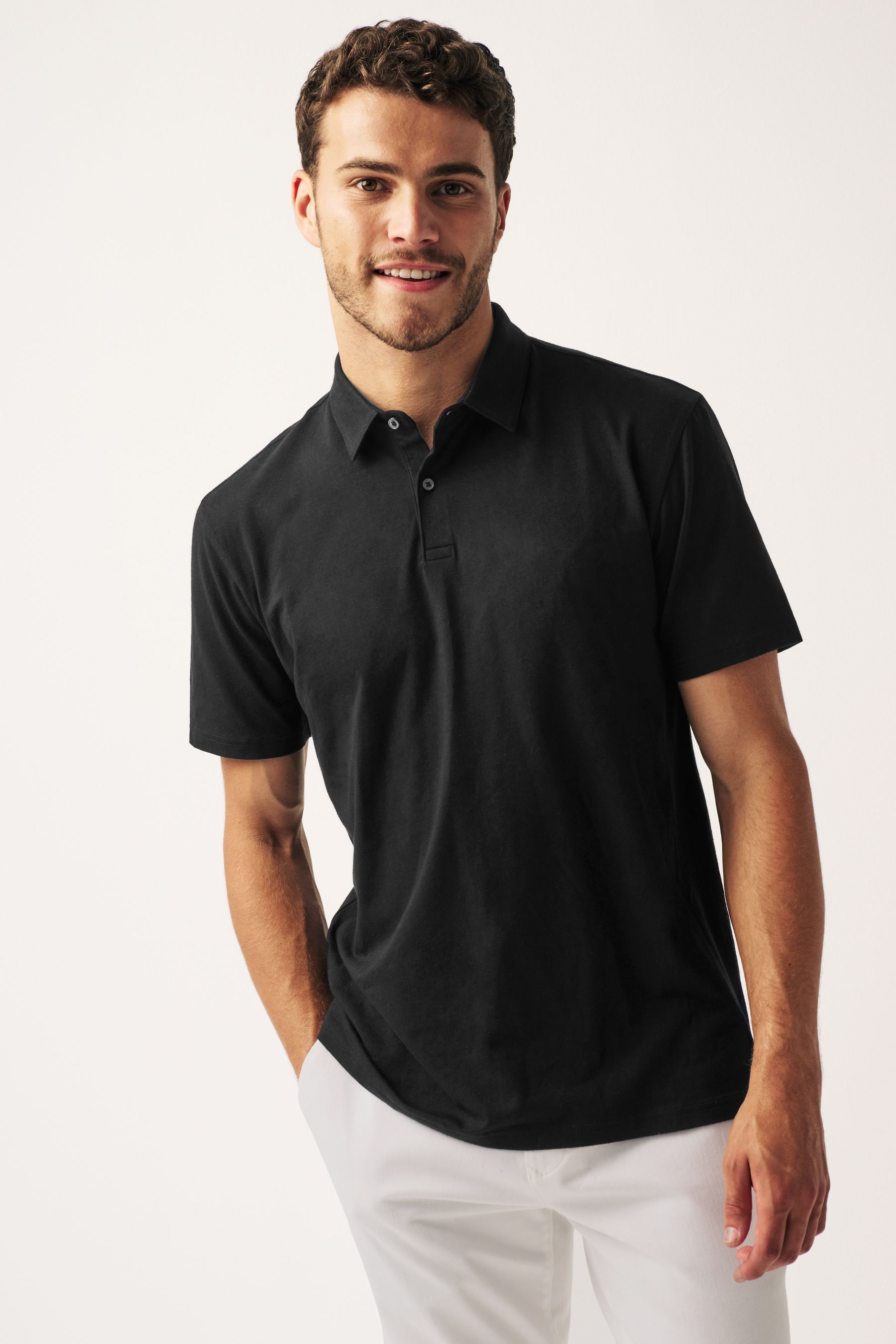 Buy Black Short Sleeve Polo Shirt from the Next UK online shop