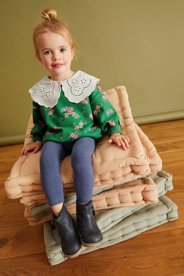Buy Green Floral Collared Sweatshirt and Leggings Set (3mths-7yrs) from ...
