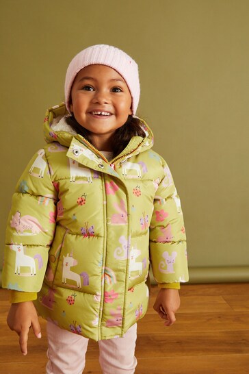 Yellow Printed Character Shower Resistant Padded Coat (3mths-7yrs)