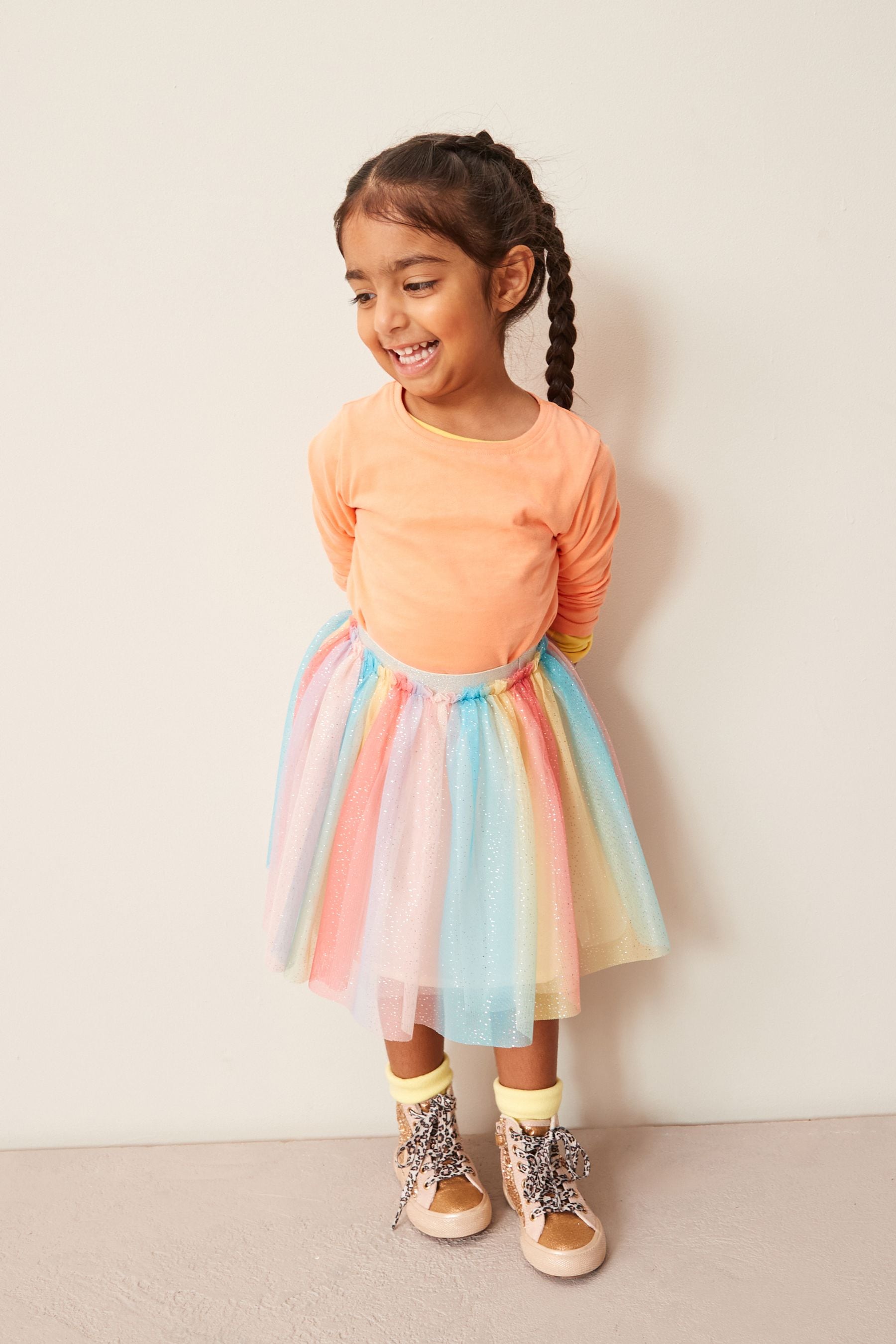 Long rainbow hotsell tutu skirt
