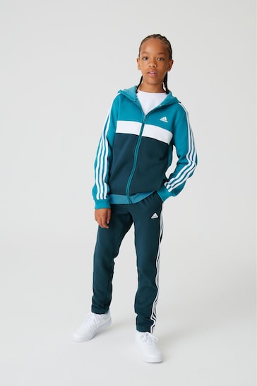 adidas Blue Kids Sportswear Tiberio 3-Stripes Colourblock Fleece Tracksuit