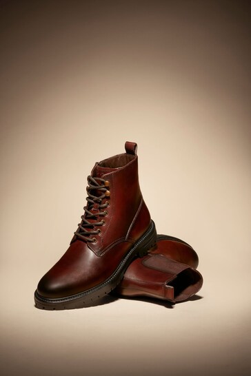 Dune London Brown Concepts Cleated Sole Lace-Up Boots