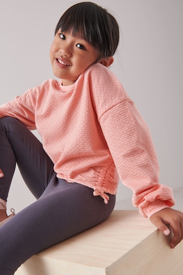 Pink Ruched Side Textured Top (3-16yrs)