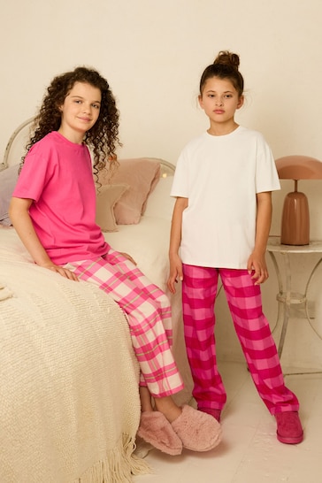 Pink/White Woven Check Pyjamas 2 Packs (3-16yrs)