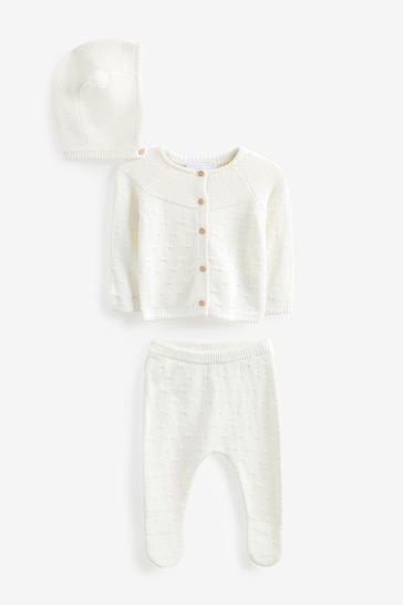 The White Company Organic Cotton Knitted White Gift Set
