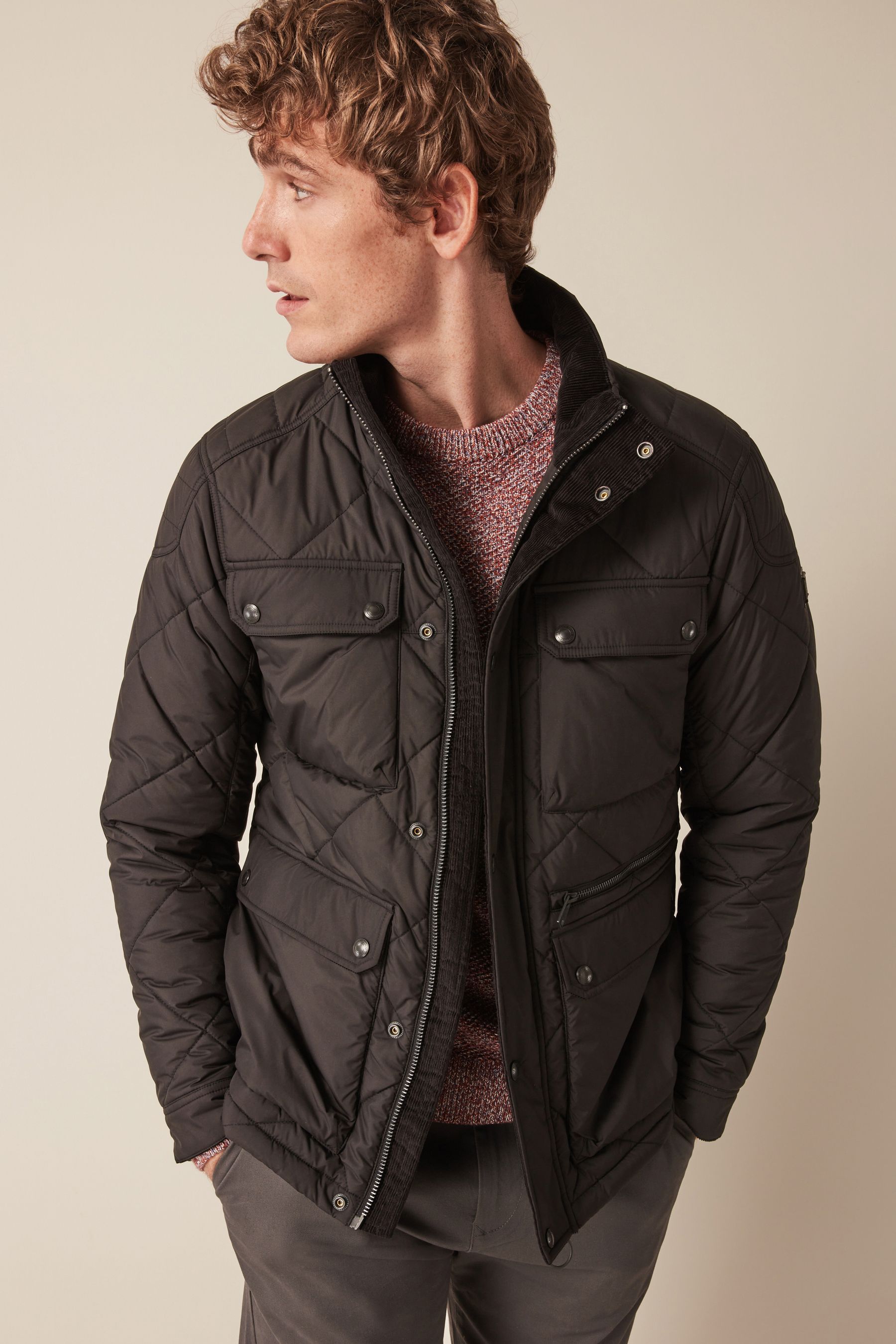 Buy Black Diamond Quilt Biker Coat from the Next UK online shop