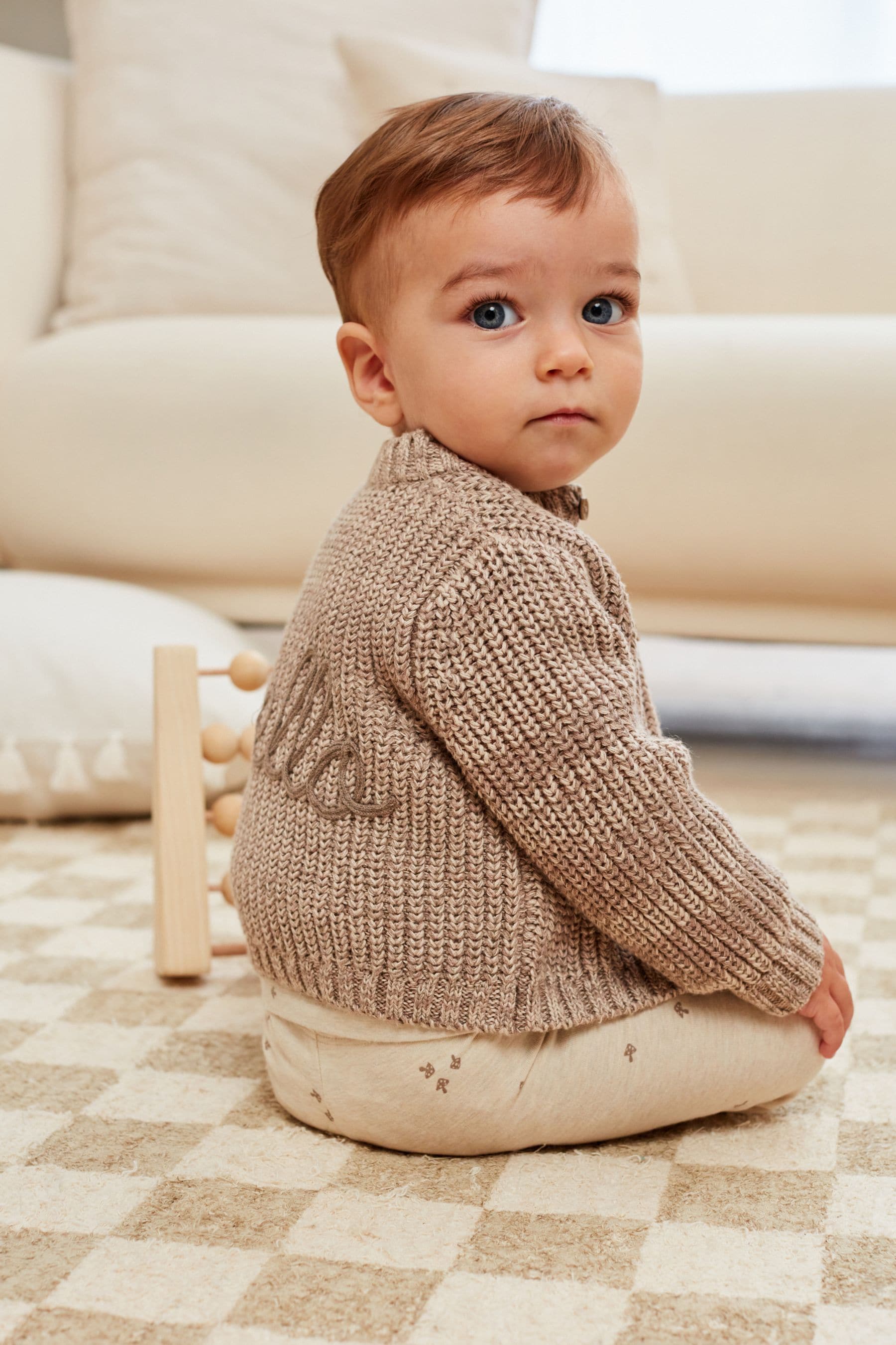 Buy Brown Baby Chunky Knitted Embroided Cardigan from the Next UK
