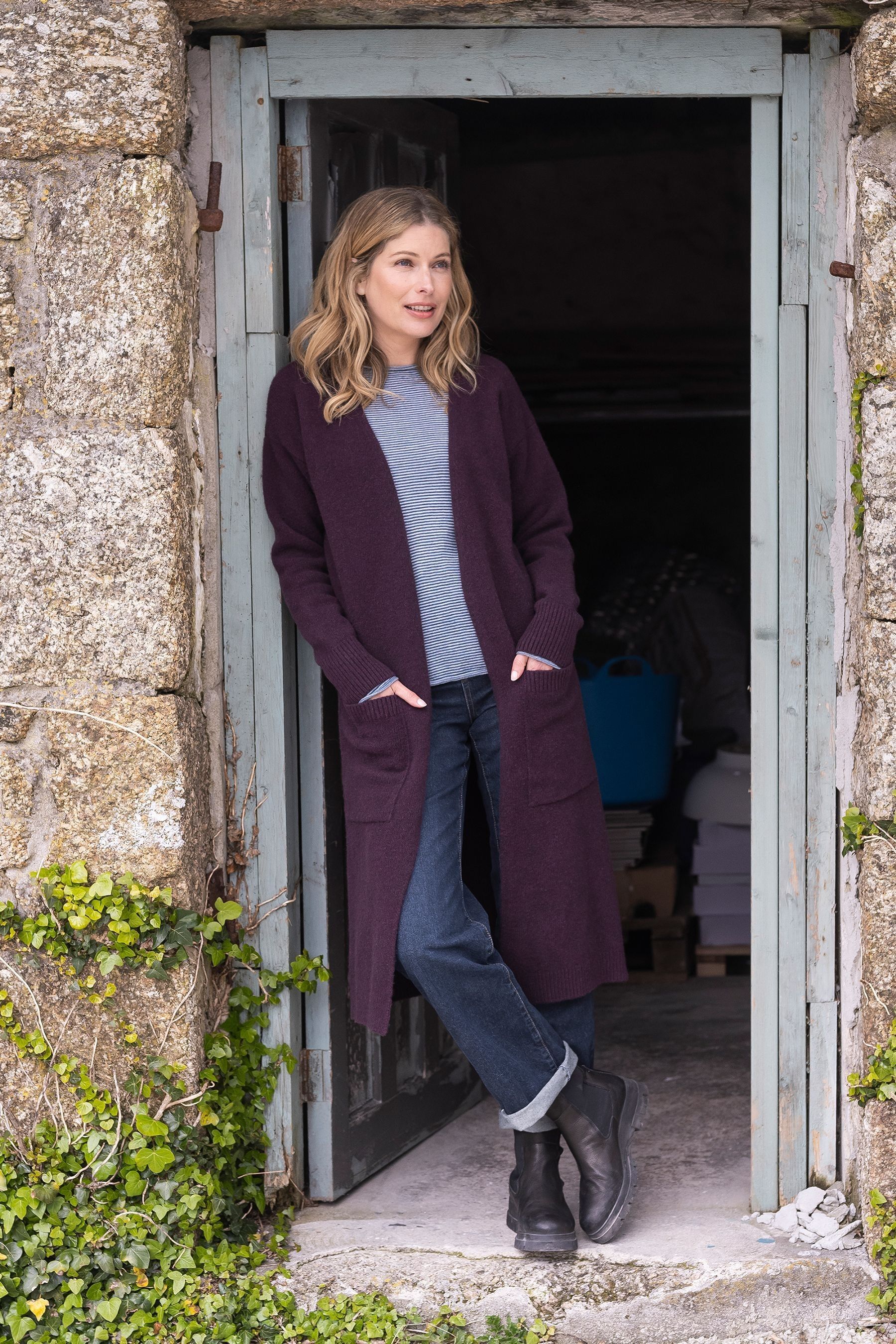 Purple longline cardigan outlet