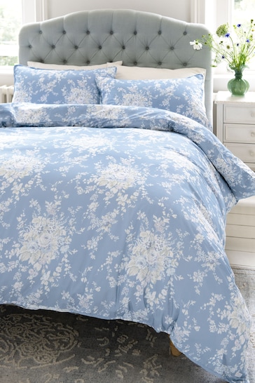 Shabby Chic by Rachel Ashwell® Garden Floral Blue Flat Piped Duvet Cover and Pillowcase Set