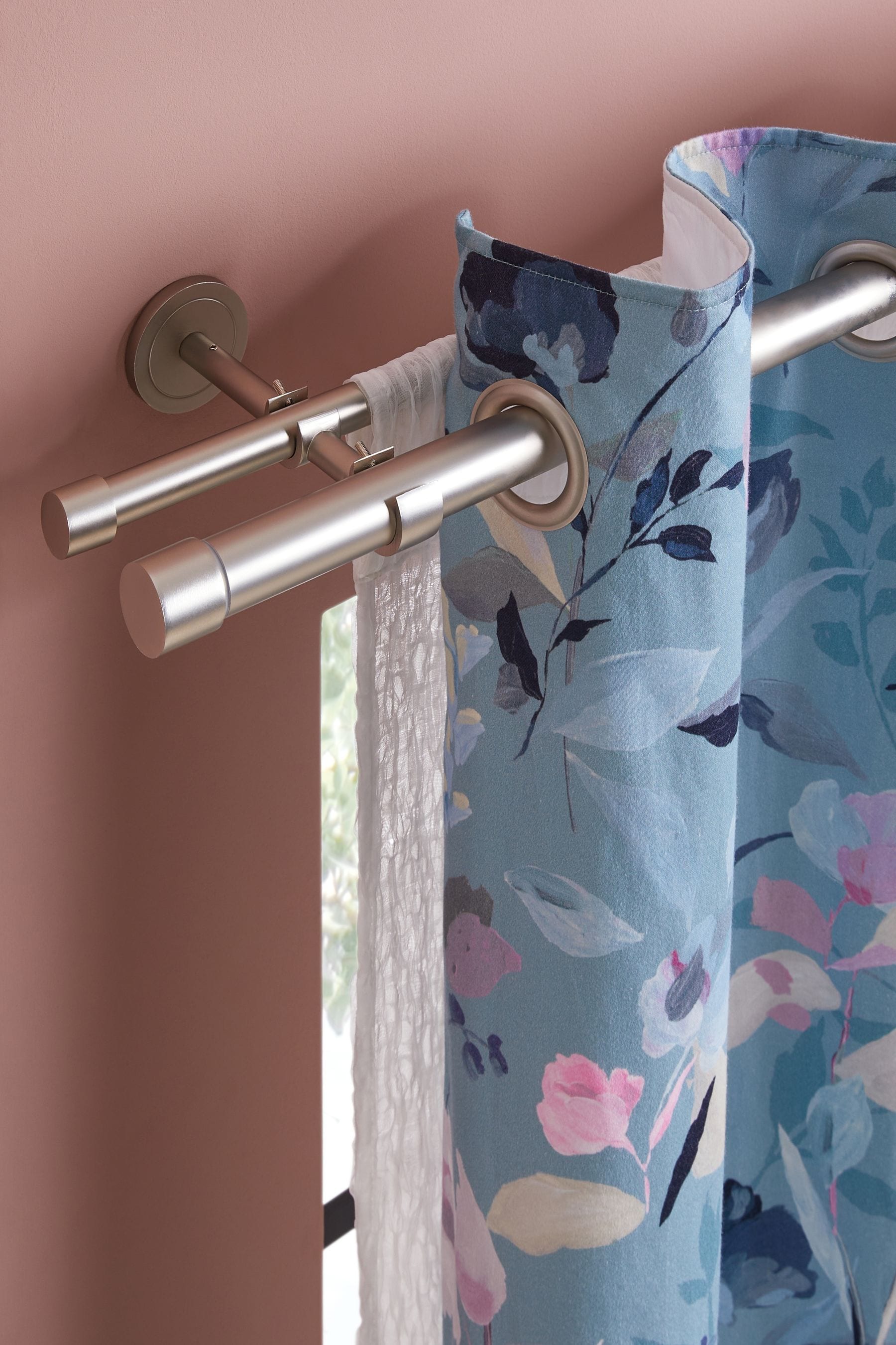 Voile wrapped discount around curtain pole