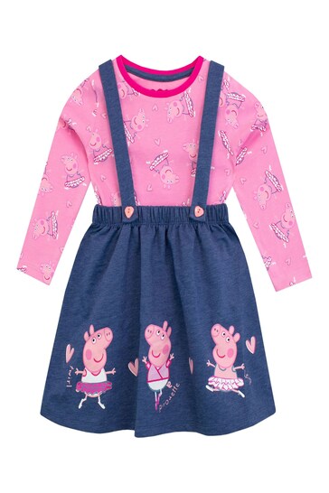 Buy Character Pink Peppa Pig Pinafore Dress and Long Sleeve Aop Top ...