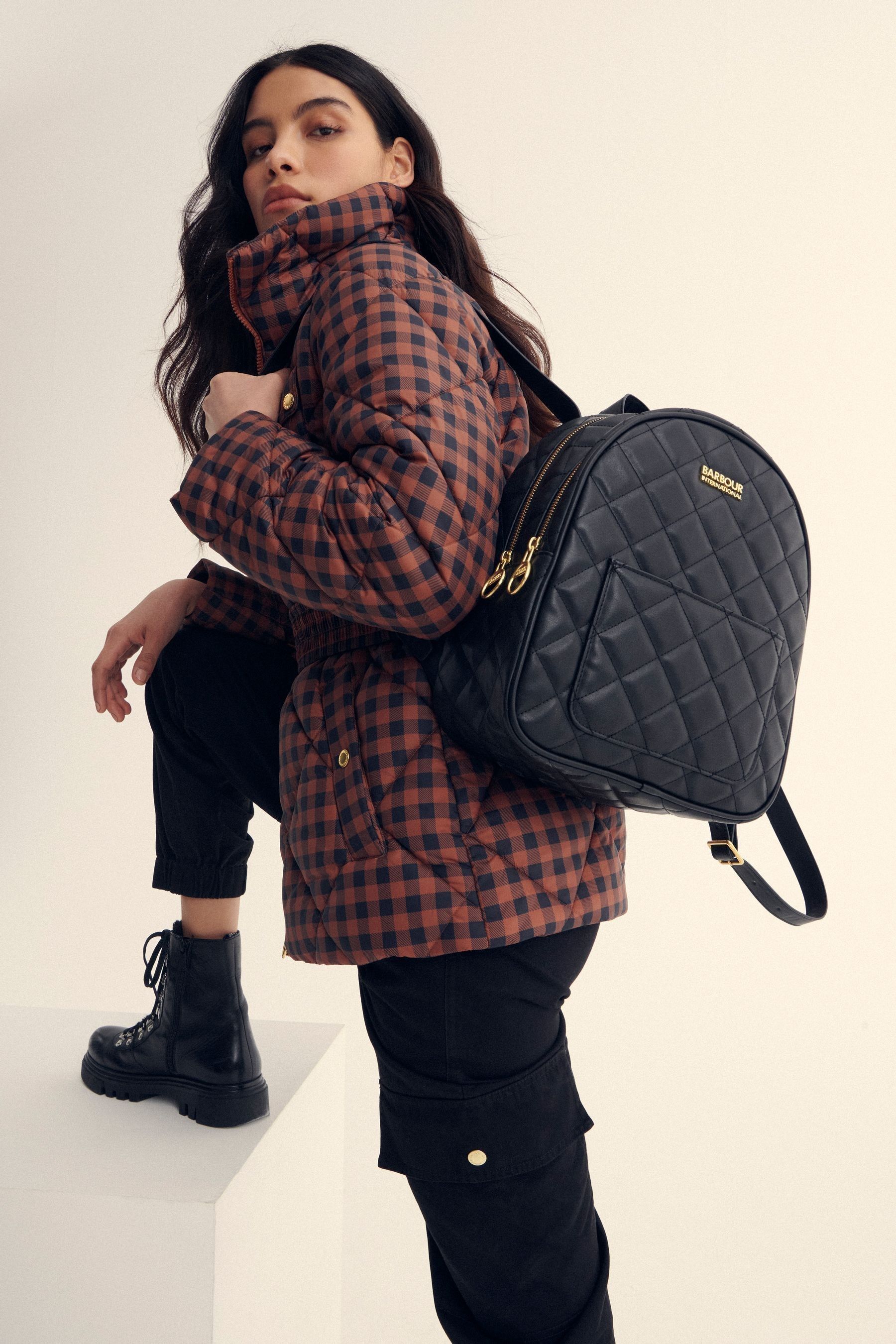 Buy Barbour International Uxbridge Quilted Black Backpack from
