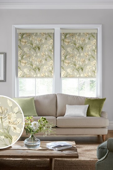 Laura Ashley Green Gosford Made To Measure Roller Blind