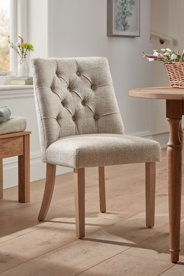 Set of 2 Chunky Weave Mid Natural Wolton Collection Luxe Light Wood Leg Dining Chairs