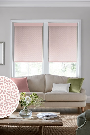 Laura Ashley Off White Blush Pink Sycamore Made To Measure Roller Blind