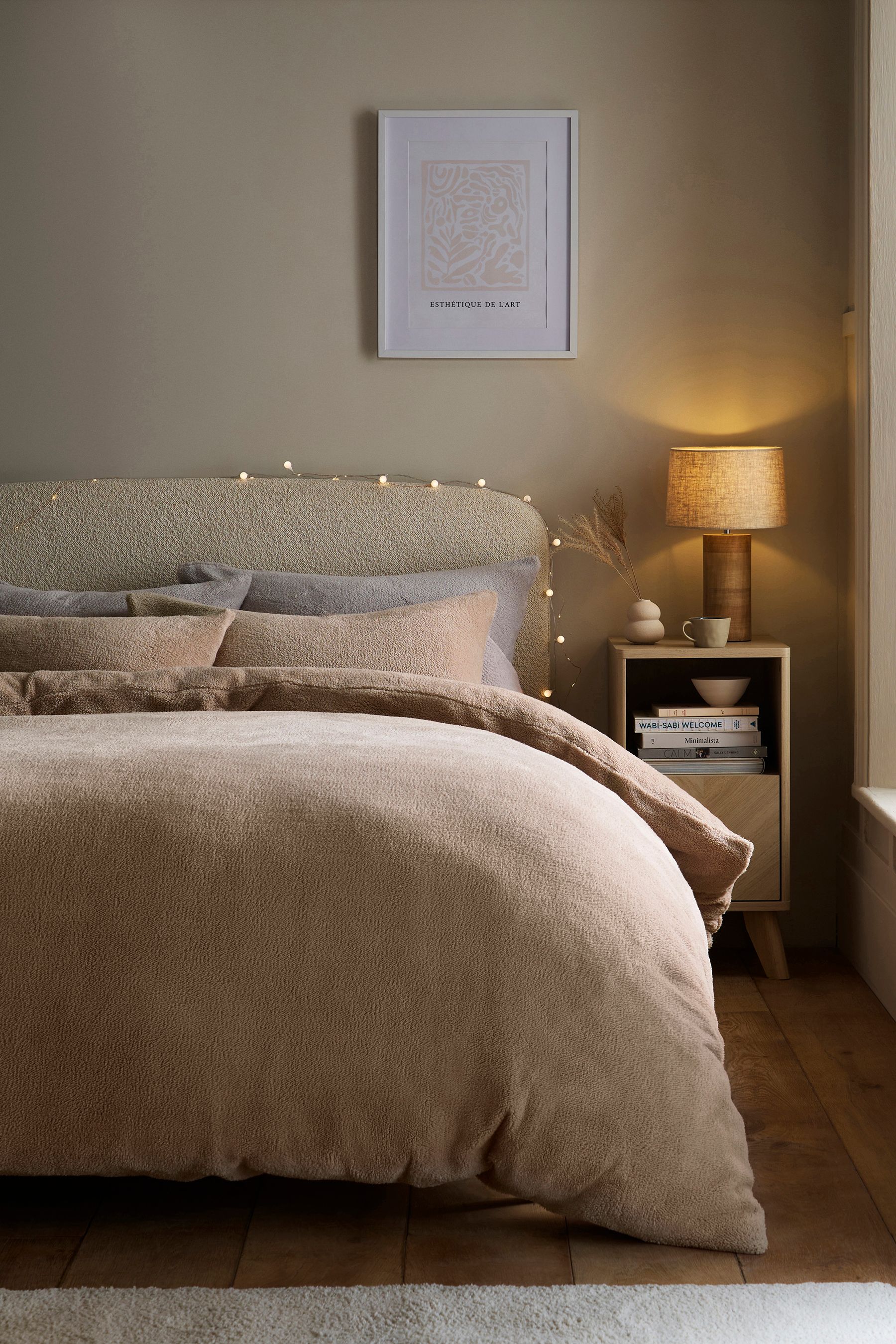 Natural Teddy Borg Fleece Duvet Cover And Pillowcase Set