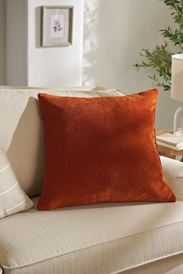 Burnt Orange Soft Velour Large Square Cushion