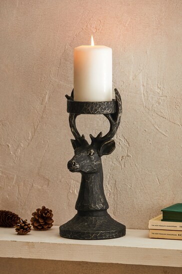 Black Stag Pillar Candle Holder