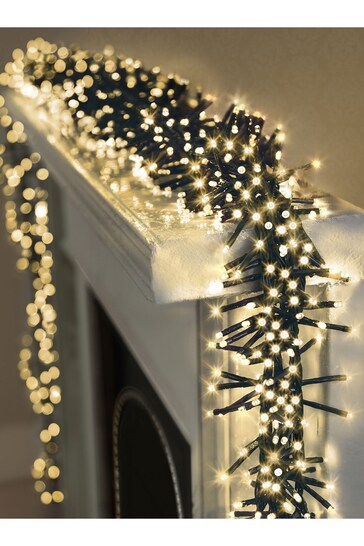 Premier Decorations Ltd White 2000 LED Cluster Christmas Line Lights with Timer 25M