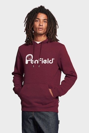 Penfield Purple Bear Chest Print Hooded Sweatshirt